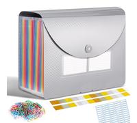 Trieur Document A4, Classeur Trieur 24 Compartiments, Rangement Papier Administratif, Extensible Range Document Bureau, Organiseur de Dossiers Accordéon avec Couvercle (Argent)