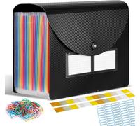 Trieur Document A4, Classeur Trieur 24 Compartiments, Rangement Papier Administratif, Extensible Range Document Bureau, Organiseur De Dossiers Accordéon Avec Couvercle (Noir-B)