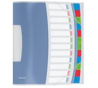 Trieur esselte vivida polypropylène translucide 12 compartiments 3 rabats bandes élastiques index amovible étiquette dos