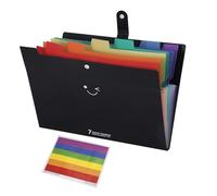 Trieur Extensible avec 7 Compartiments A4 Rangement Documents, Accordéon Organiseur de Dossiers de Fichiers Pochettes pour Bureau Maison L'école, Noir