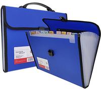Trieur extensible avec étiquettes, dossier accordéon 13 poches organiseur de documents, dossier accordéon pour lettres, documents A4(bleu)