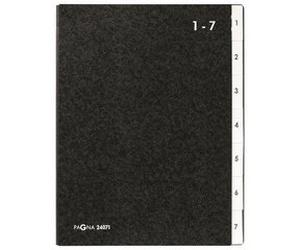 trieur, format A4, 7 compartiments, 1 - 7, noir