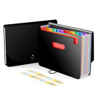 Trieur Valisette, Amaza Accordéon Classeur, 12 Compartiments en Plastique, A4 Format Haute Capacité Portable Extensible, Pochette Extensible pour Classer et Transporter des Documents (Noir)