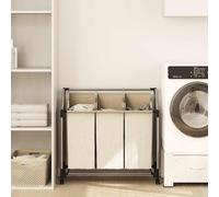 Vidaxl Trieuse À Linge Avec 3 Sacs Crème Acier-Syma