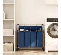 Trieuse à linge - vidaXL - 4 sacs - Bleu acier - 96x40 cm - Hauteur 73-92 cm - Charge max 20 kg - Roulettes