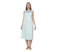TRIFOLIUM Chemise de Nuit sans Manches en Coton Turc pour Femme: Élégance Florale élégante Bleu FR 36-38 Étiquette d'usine M (NT015-M-BL)