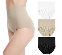 TRIFOLIUM Femmes Culottes Gainantes Haute Taille de Soutien Magique sans Couture 3 Pack (Noir Blanc Beige) FR 48-50 Étiquette d'usine XXL (2003-XXL-BK-WT-BG)