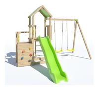 TRIGANO Aire de jeux en bois 2,20 m ULTRA XPERIENCE - Mur d'escalade toboggan et balançoires - 8 enfants