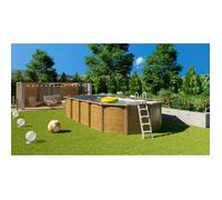 Trigano Piscine en Métal Aspect Bois Hors-Sol Ovale 755x390cm + Accessoires - J-PI9530