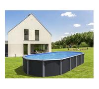 TRIGANO Piscine métal hors sol Osmose - 7,95 x 4,90 x 1,32 m - Gris anthracite