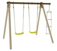 Portique bois et métal - 1,90m - 2 balançoires et 1 échelle - PIKI TRIGANO