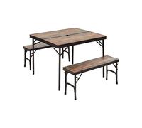 Trigano - Set de mobilier de camping - Table Bois Flotté + 2 Bancs en Bois - Marron Marron
