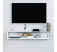 TriGold Flottante étagères TV Cabinet,Bois Mural Console De Télévision Suspension Moderne De Mur Console Multimédia pour Set-boîte De Câble De Boîte Supérieure Blanc 100x20x20cm(39x8x8inch)