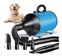 TRIGRAND Pulseur Chien Professionnel Souffleur Chien Silencieux 3000W réglable - Souffleur de Soins pour Chien avec 4 Buses différentes et Tuyau élastique,Bleu Ciel