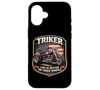 Triker Life is Better on Three Wheels Motorcycle Biker USA Coque pour iPhone 16