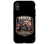 Triker Life is Better on Three Wheels Motorcycle Biker USA Coque pour iPhone X/XS