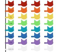 Trilancer Étiquettes pour Câbles, Étiquettes Forme de Tête de Chat 3 cm x 2 cm, pour Organiser et Identifier vos Câbles, Multi Couleur, À Écrire à la Main, Réutilisables et Polyvalentes - 32 Pcs