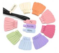 Trilancer Etiquettes pour Câbles, Grand Format, 4 cm x 2 cm,pour Organiser et Identifier vos Câbles, Etiquette Couleurs Pastel pour Ecrire à la Main, Réutilisable, Polyvalent - 35 Pcs