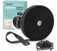 Trilancer Sangles de Câble Réglables avec Attache en Scratch Robustes 3.8 cm x 10 m avec 30 Boucles - Ajustables, Découpables, Réutilisables pour Fixer Câbles, Tuyaux, Tubes et Plus