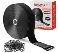 Trilancer Sangles de Câble Réglables avec Attache en Scratch Robustes 5 cm x 10 m avec 30 Boucles - Ajustables, Découpables, Réutilisables pour Fixer Câbles, Tuyaux, Tubes et Plus
