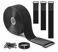 Trilancer Sangles de Câble Réglables avec Attache en Scratch Robustes 5 cm x 5 m avec 15 Boucles - Ajustables, Découpables, Réutilisables pour Fixer Câbles, Tuyaux, Tubes et Plus