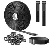 Trilancer Sangles Réutilisables en Scratch 5m x 2cm, Attaches de Câble Ajustables avec 25 Boucles, Sangle à Crochet Découpable à la Longueur, pour Gestion des Câbles et Rangement, Noire