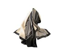 Trillion London® Spring Collection Écharpe légère en soie pour femme, châle pour femme, Beige et noir., Large