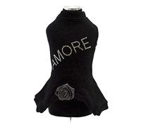 Trilly Tutti Brilli Combinaison 4 Pattes en Laine avec Application Thermique Swarovski et Broche en Satin, Noir, XS - 1 Produit