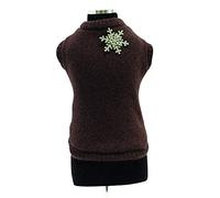 Trilly Tutti Brilli Pull en Laine avec Broche en Flocon de Neige en Cristaux, Marron, XS - 1 Produit