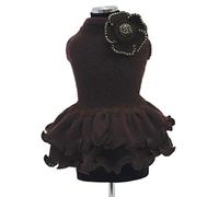 Trilly Tutti Brilli Robe en Laine avec Broche à Fleur et Cristaux, Marron, Taille XL