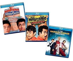 Trilogie Blu-ray complète Harold et Kumar : Harold & Kumar Go to White Castle (Extreme Unrated) / Harold & Kumar : Escape from Guantanamo Bay (édition spéciale non classée) / A Very Harold & Kumar