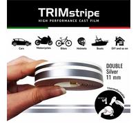 4R Quattroerre.it 10507 Trim Stripes Bandes Adhésives Doubles pour Voitures, Argent, 11 mm x 10 MT