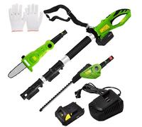 Trimage de Haies sans Fil 20V et scie à poteaux, Jardins 2 en 1 Trimmer Extensible de Haies à Poteau avec Lame de Barre et Batterie, kit de Coupe-haie