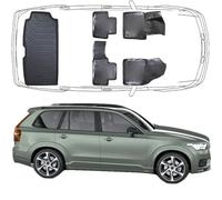 Trimak Lot de tapis de sol et bac de coffre 3D sur mesure - Compatible avec Volvo XC90 2ème génération Essence/Diesel à partir de 2015 - Accessoires de voiture toutes saisons - En caoutchouc TPE