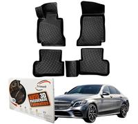 Trimak Tapis de Sol 3D pour Voiture - Compatible avec Mercedes W205 2014-2021 - Accessoires de Voiture Gamme de Tapis en Caoutchouc TPE, Toutes Saisons, inodore, antidérapant, Schwartz