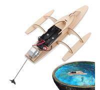 Trimaran Électrique En Bois, Puzzle Bricolage En Bois Naturel | Kit D'assemblage De Yacht Difficile, Jouet 280g, Bateau Motorisé Éducatif Pour Adultes Et Jeunes, Jeu D'eau Intérieur Et Extérieur