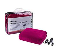 Trimate Couverture chauffante électrique en peluche 3 réglages de chaleur, arrêt automatique, lavable, 140 x 101 cm, se branche sur les voitures 12 V et camions 24 V, idéale pour temps froid, hayon, kits d'urgence, rouge