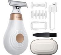 Trimcoo 2026 Rasoir Électrique Femme - Tondeuse Bikini et Visage Indolore, Épilateur Corps Doux pour Peaux Sensibles, Rechargeable USB-C, Étanche Wet & Dry, Format Voyage Compact, Blanc