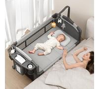Trimigo lit Bebe, 4 en 1 Lit évolutif/Parapluie , Berceau bébé ,lit Enfant et Lit cododo - Comprend Ajustement de la Hauteur, moustiquaire, Pliage, Rangement au Fond et Parc bébé