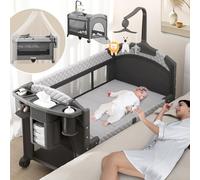 Trimigo-lit bébé Pliable,Réglables en Hauteur, Aucune Installation nécessaire,Jouets,Table à Langer, Super Forte Charge porteuse, Facile à Voyager, Moustiquaire，Cadeau utile pour Parents Noël