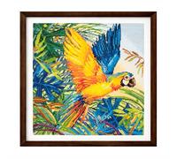 Trimits Grand kit de broderie au point de croix imprimé - Motif perroquet sur toile Aida imprimée 11 fils (42,5 x 41,5 cm) avec fils, aiguille, motif couleur et instructions (français non garanti