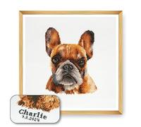 Trimits Grand kit de point de croix personnalisé pour adultes débutants, décoration murale pour amoureux des animaux, propriétaires de chiens,11 points,36 x 36 cm, bouledogue français cadre non inclus