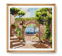 Trimits Grands Kits de Point de Croix - Broderie Comptée Broderie Broderie Pour Adultes Débutants Enfants, Cadeaux de Noël Art Mural (Cadre Non Inclus) Tissu Aida 14 fils - Vue sur le port