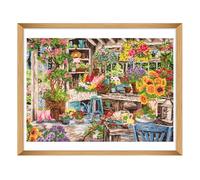 Trimits Grands Kits de Point de Croix - Broderie Comptée Pour Adultes Débutants Enfants, Cadeaux de Noël Art Mural (Cadre Non Inclus) Tissu Aida 14 fils - Paradis des jardiniers