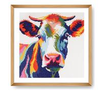 Trimits grands kits de point de croix - compté broderie travaux d'aiguille pour adultes débutants enfants, cadeaux de Noël art mural (cadre non inclus), Tissu Aida 11 fils - Vache