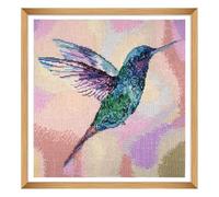 Trimits grands kits de point de croix - compté broderie travaux d'aiguille pour adultes débutants enfants, cadeaux de Noël art mural (cadre non inclus), Tissu Aida 11 fils - Colibri