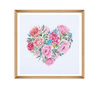 Trimits grands kits de point de croix - compté broderie travaux d'aiguille pour adultes débutants enfants, cadeaux de Noël art mural (cadre non inclus), Tissu Aida 11 fils - Cœur fleuri