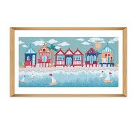 Trimits grands kits de point de croix - compté broderie travaux d'aiguille pour adultes débutants enfants, cadeaux de Noël art mural (cadre non inclus), Tissu Aida 11 fils - Cabanes de plage