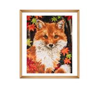 Trimits grands kits de point de croix - compté broderie travaux d'aiguille pour adultes débutants enfants, cadeaux de Noël art mural (cadre non inclus), Tissu Aida 11 fils - Renard
