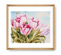 Trimits grands kits de point de croix - compté broderie travaux d'aiguille pour adultes débutants enfants, cadeaux de Noël art mural (cadre non inclus), Tissu Aida 11 fils - Tulipe